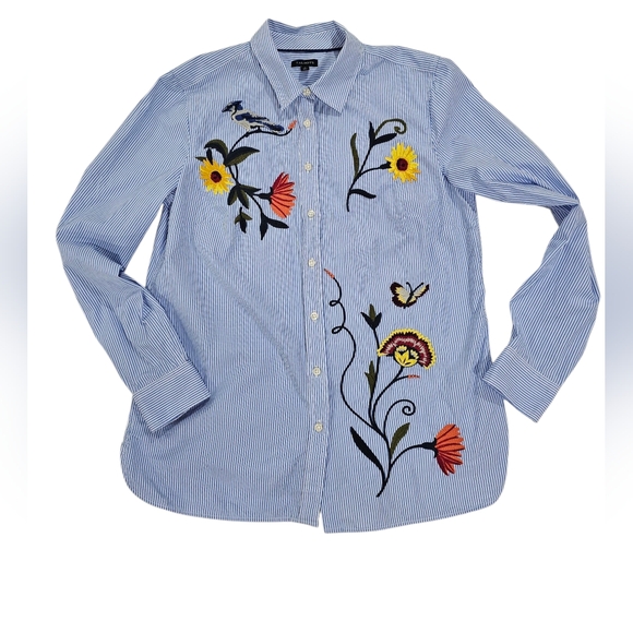 TALBOTS Embroidered Bird And Flower Button Down Sz S EUC - Picture 3 of 9